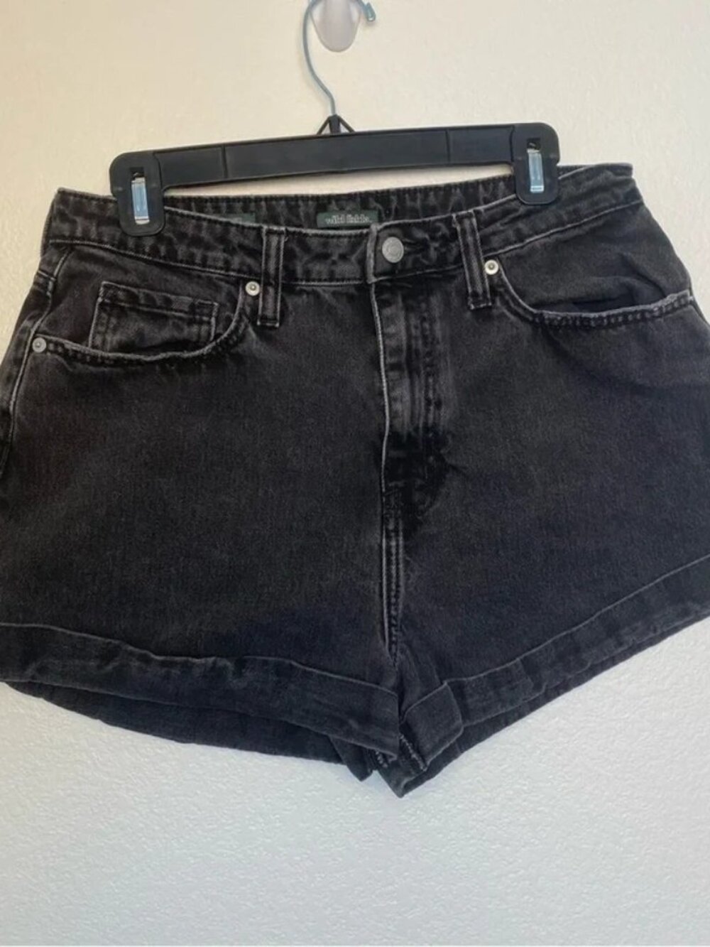 Wild Fable Black Denim Highest Rise Mom Shorts Size 12 EUC